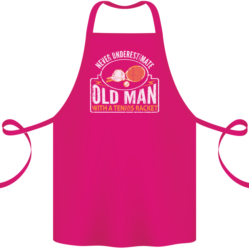 An Old Man Tennis Racket Player Cotton Apron 100% Organic Pink