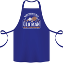 An Old Man Tennis Racket Player Cotton Apron 100% Organic Royal Blue