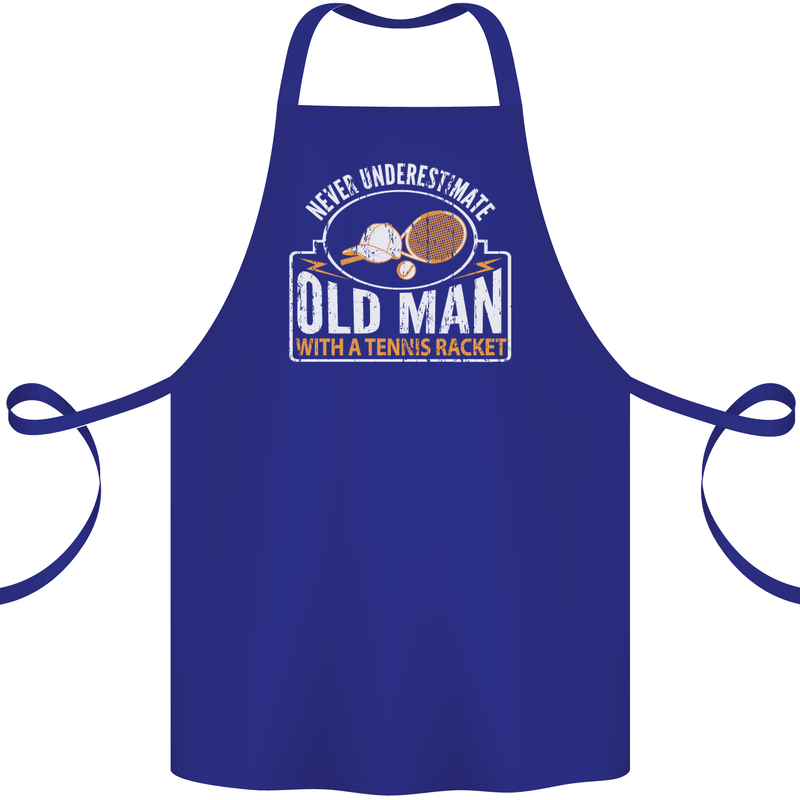An Old Man Tennis Racket Player Cotton Apron 100% Organic Royal Blue