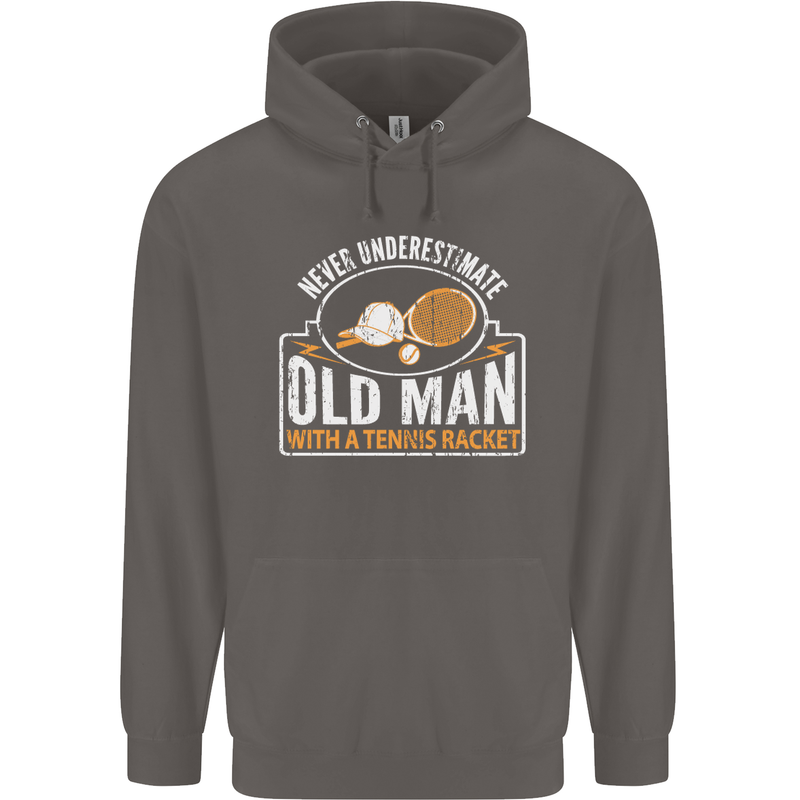 An Old Man Tennis Racket Player Mens 80% Cotton Hoodie Charcoal