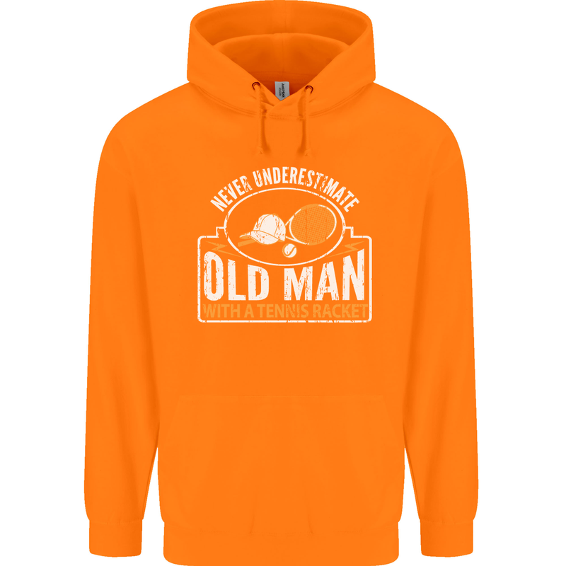An Old Man Tennis Racket Player Mens 80% Cotton Hoodie Orange