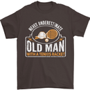 An Old Man Tennis Racket Player Mens T-Shirt Cotton Gildan Dark Chocolate