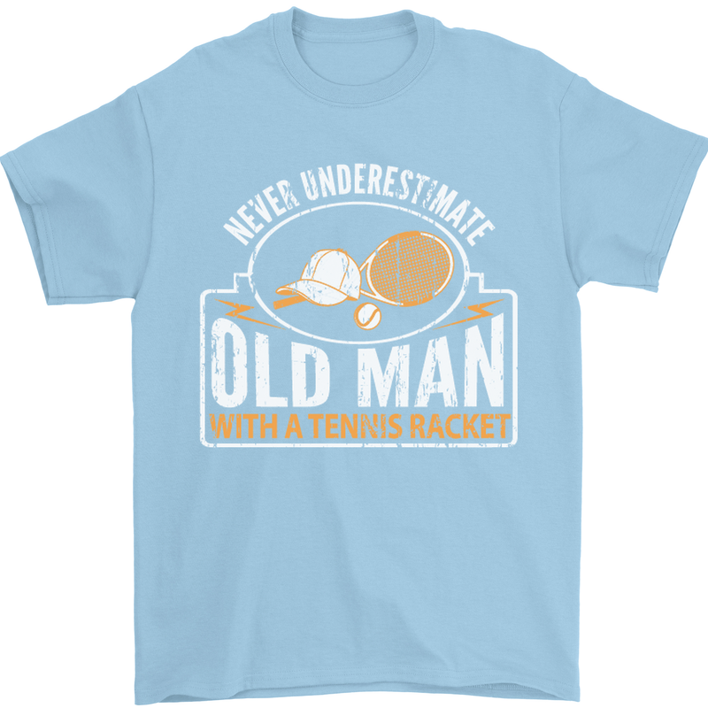 An Old Man Tennis Racket Player Mens T-Shirt Cotton Gildan Light Blue