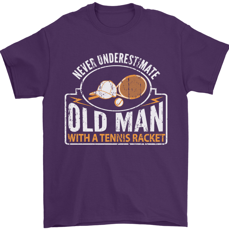 An Old Man Tennis Racket Player Mens T-Shirt Cotton Gildan Purple