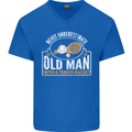 An Old Man Tennis Racket Player Mens V-Neck Cotton T-Shirt Royal Blue