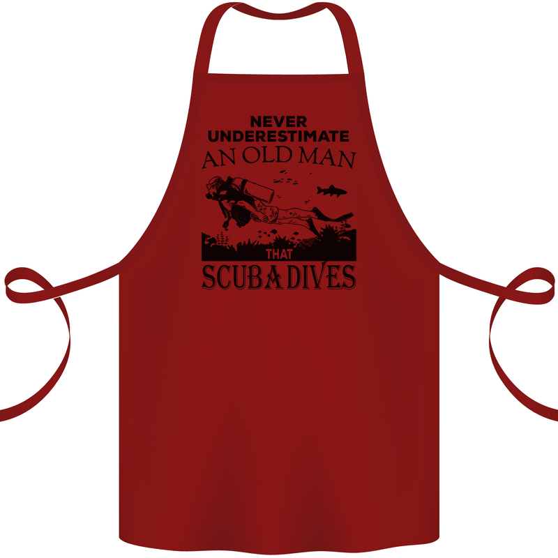 An Old Man That Scuba Dives Diver Dive Cotton Apron 100% Organic Maroon