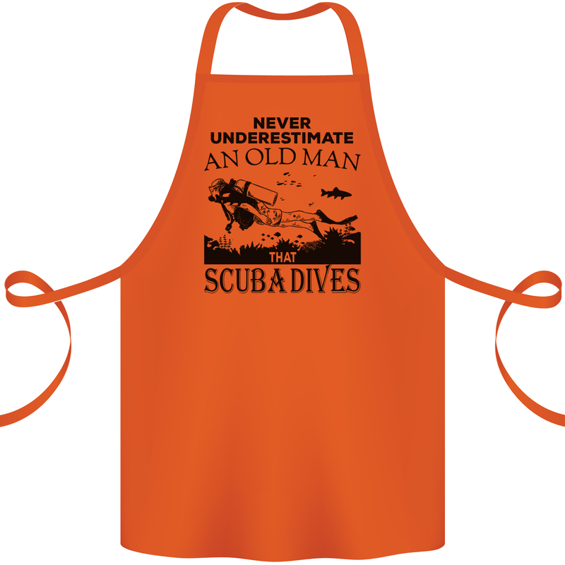 An Old Man That Scuba Dives Diver Dive Cotton Apron 100% Organic Orange