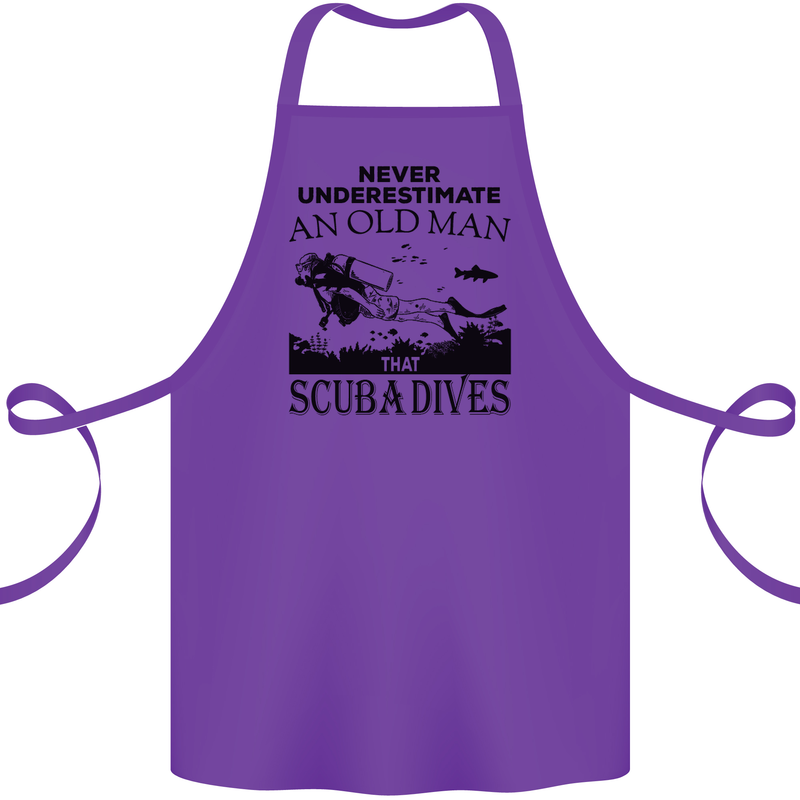 An Old Man That Scuba Dives Diver Dive Cotton Apron 100% Organic Purple