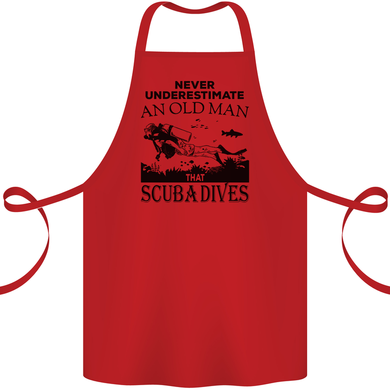 An Old Man That Scuba Dives Diver Dive Cotton Apron 100% Organic Red