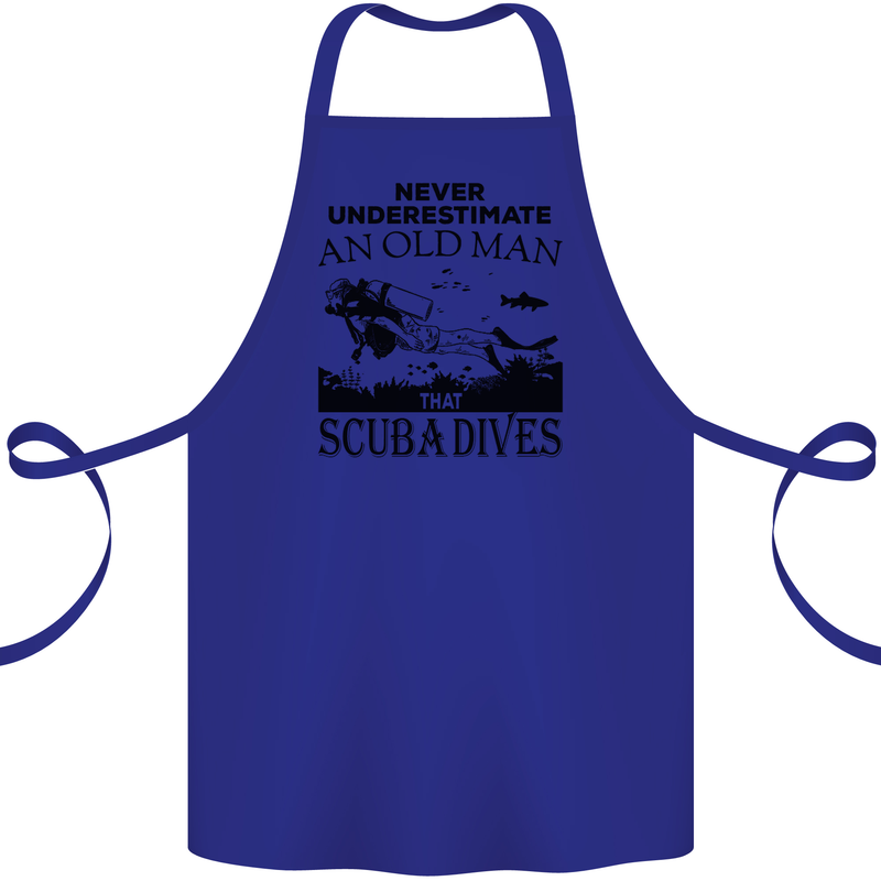 An Old Man That Scuba Dives Diver Dive Cotton Apron 100% Organic Royal Blue