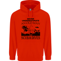 An Old Man That Scuba Dives Diver Dive Mens 80% Cotton Hoodie Bright Red