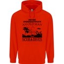 An Old Man That Scuba Dives Diver Dive Mens 80% Cotton Hoodie Bright Red