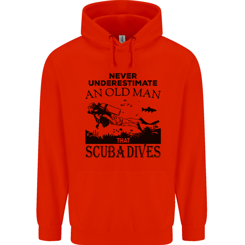 An Old Man That Scuba Dives Diver Dive Mens 80% Cotton Hoodie Bright Red
