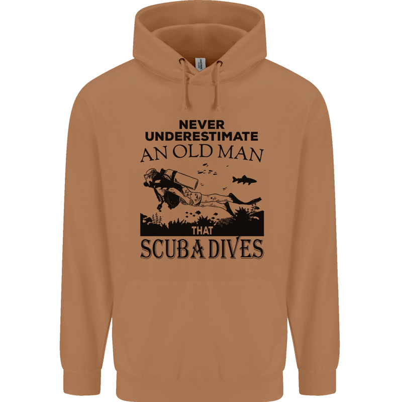 An Old Man That Scuba Dives Diver Dive Mens 80% Cotton Hoodie Caramel Latte