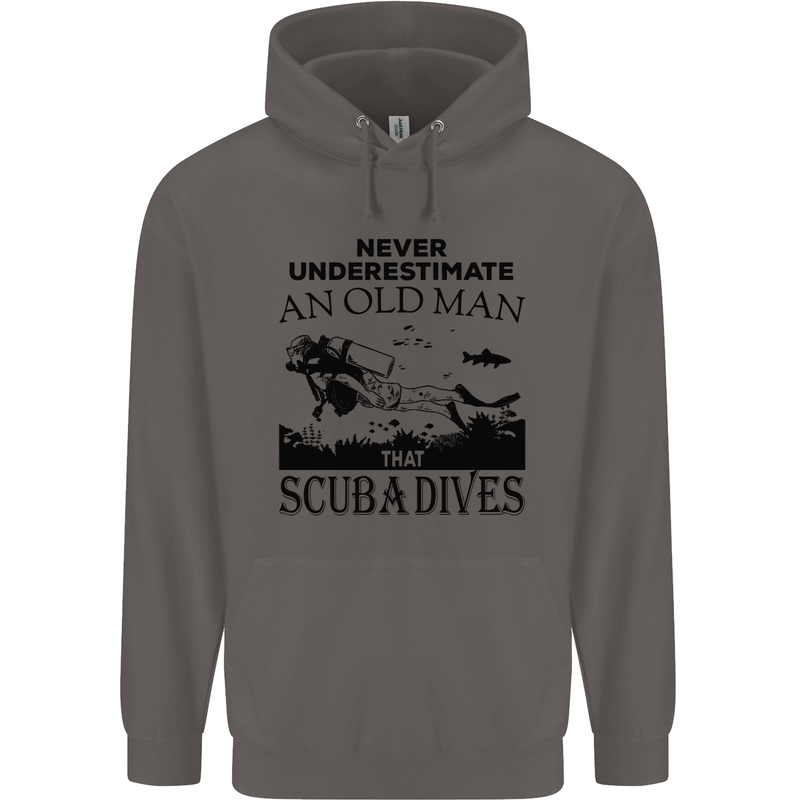 An Old Man That Scuba Dives Diver Dive Mens 80% Cotton Hoodie Charcoal