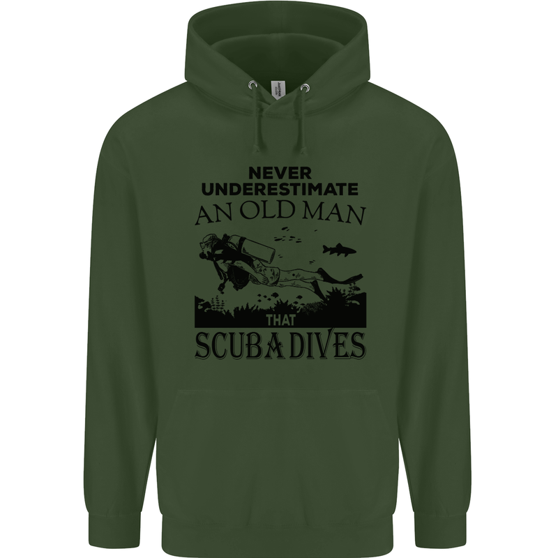 An Old Man That Scuba Dives Diver Dive Mens 80% Cotton Hoodie Forest Green