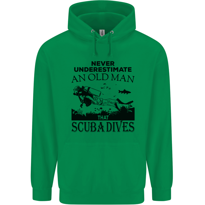 An Old Man That Scuba Dives Diver Dive Mens 80% Cotton Hoodie Irish Green