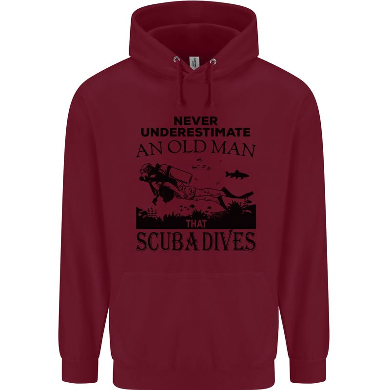 An Old Man That Scuba Dives Diver Dive Mens 80% Cotton Hoodie Maroon