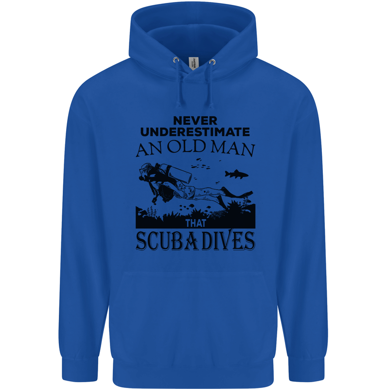 An Old Man That Scuba Dives Diver Dive Mens 80% Cotton Hoodie Royal Blue