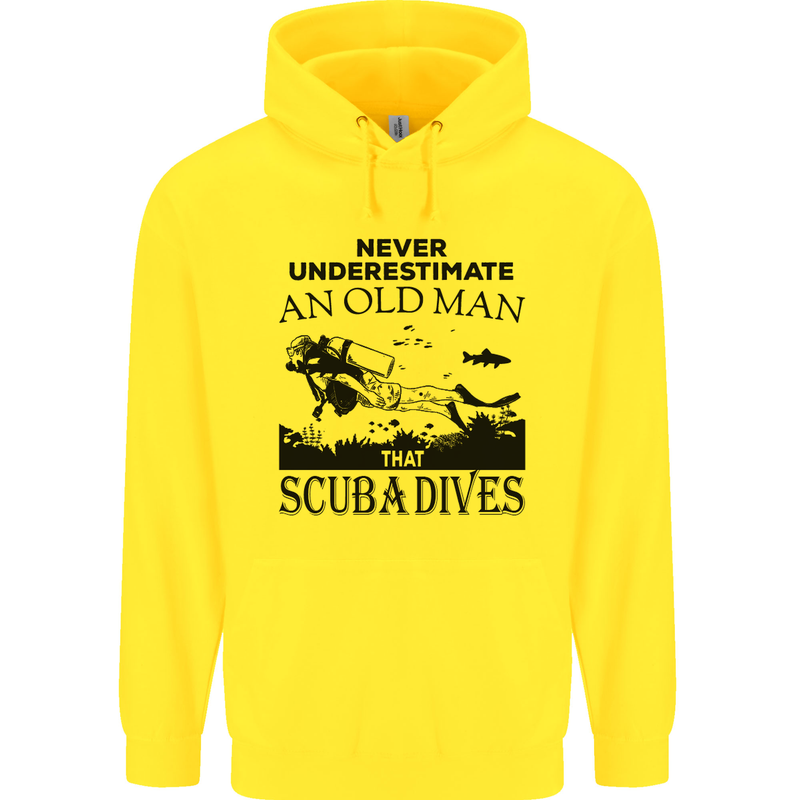An Old Man That Scuba Dives Diver Dive Mens 80% Cotton Hoodie Yellow