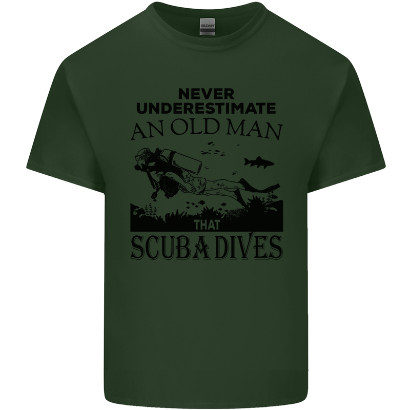 An Old Man That Scuba Dives Diver Dive Mens Cotton T-Shirt Tee Top Forest Green