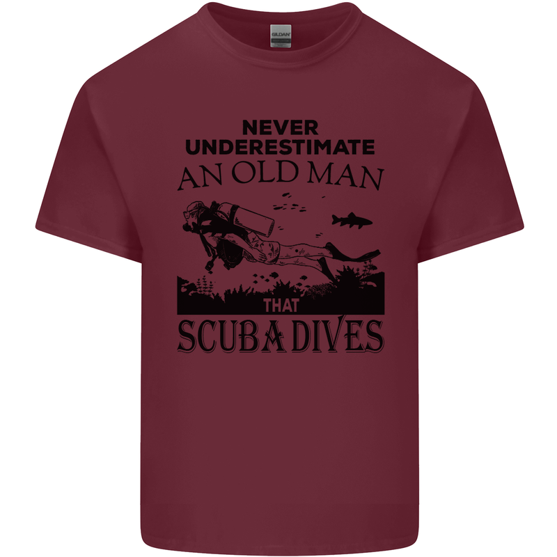 An Old Man That Scuba Dives Diver Dive Mens Cotton T-Shirt Tee Top Maroon