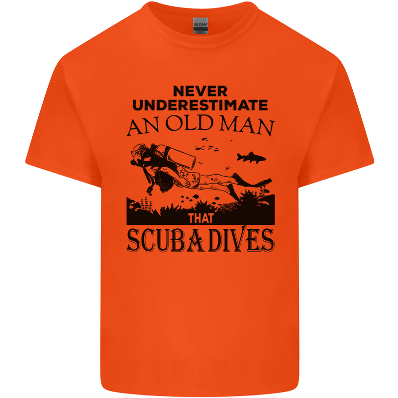 An Old Man That Scuba Dives Diver Dive Mens Cotton T-Shirt Tee Top Orange