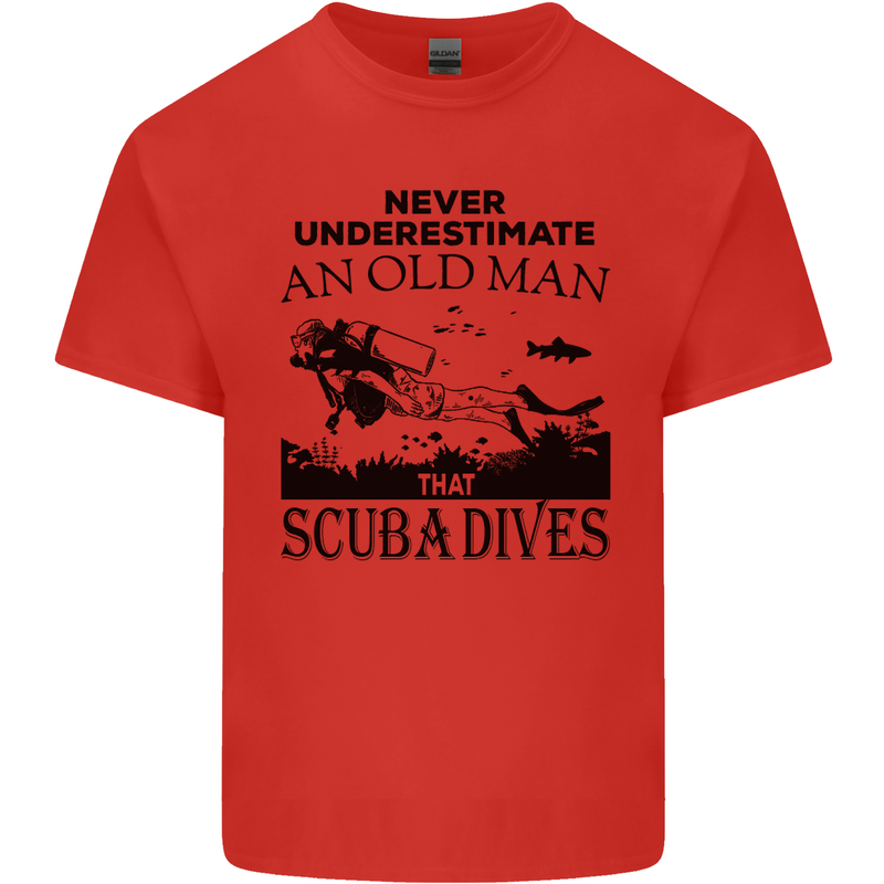 An Old Man That Scuba Dives Diver Dive Mens Cotton T-Shirt Tee Top Red