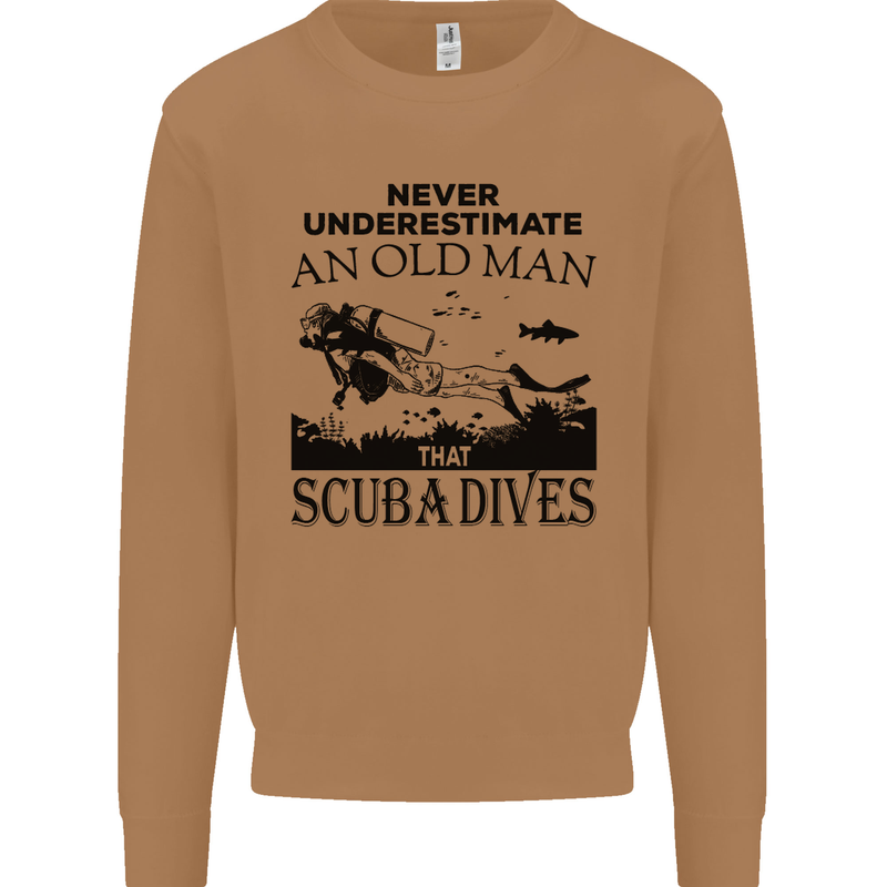 An Old Man That Scuba Dives Diver Dive Mens Sweatshirt Jumper Caramel Latte