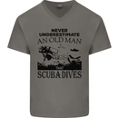 An Old Man That Scuba Dives Diver Dive Mens V-Neck Cotton T-Shirt Charcoal