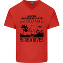 An Old Man That Scuba Dives Diver Dive Mens V-Neck Cotton T-Shirt Red