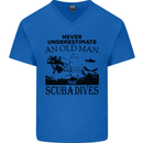 An Old Man That Scuba Dives Diver Dive Mens V-Neck Cotton T-Shirt Royal Blue