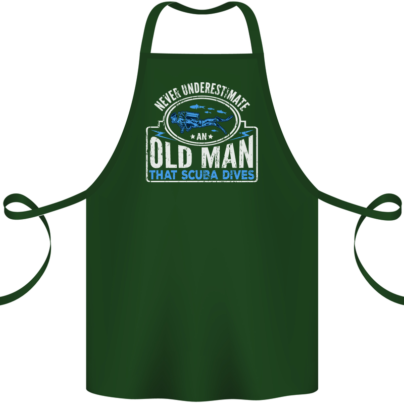 An Old Man That Scuba Dives Diver Diving Cotton Apron 100% Organic Forest Green