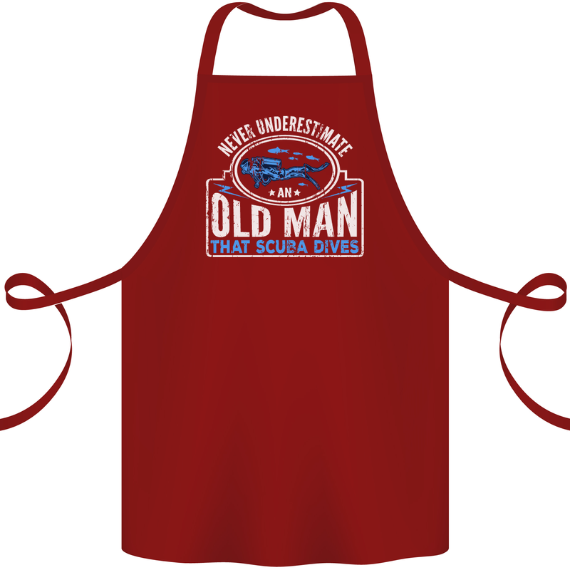 An Old Man That Scuba Dives Diver Diving Cotton Apron 100% Organic Maroon