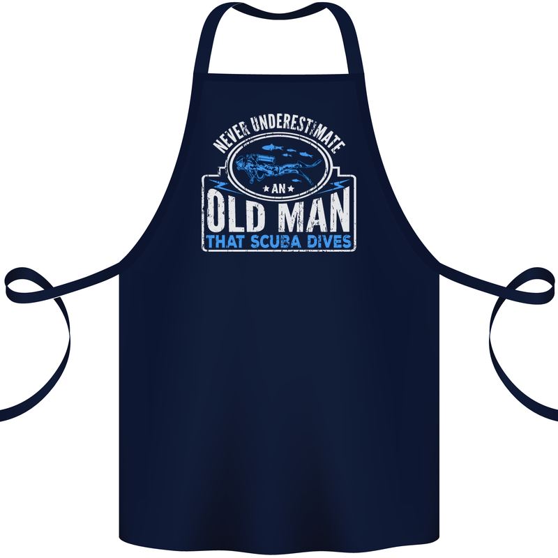 An Old Man That Scuba Dives Diver Diving Cotton Apron 100% Organic Navy Blue