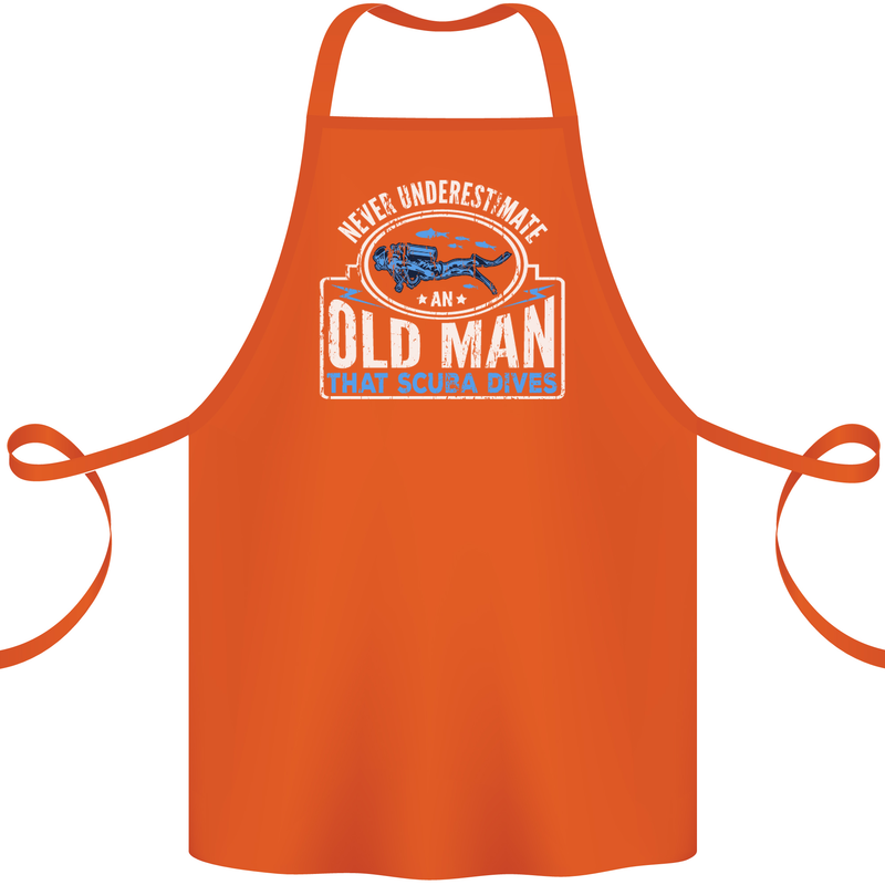 An Old Man That Scuba Dives Diver Diving Cotton Apron 100% Organic Orange