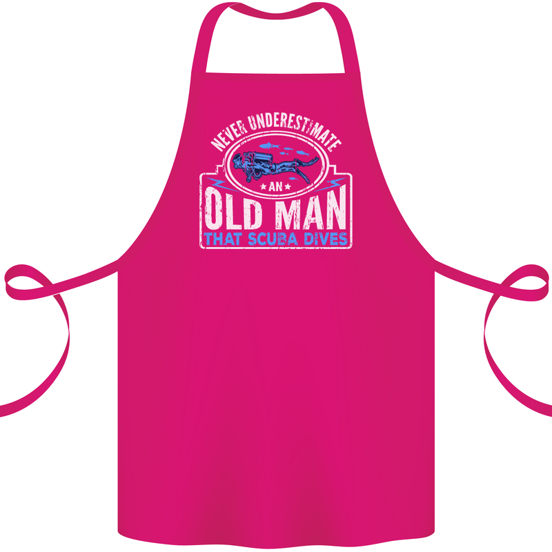 An Old Man That Scuba Dives Diver Diving Cotton Apron 100% Organic Pink
