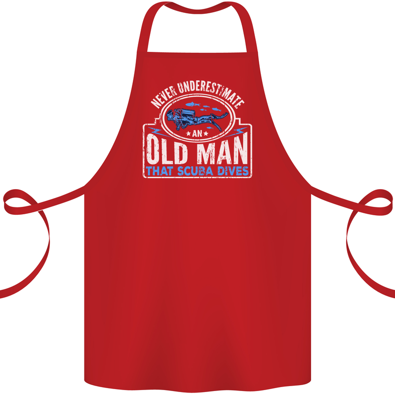 An Old Man That Scuba Dives Diver Diving Cotton Apron 100% Organic Red