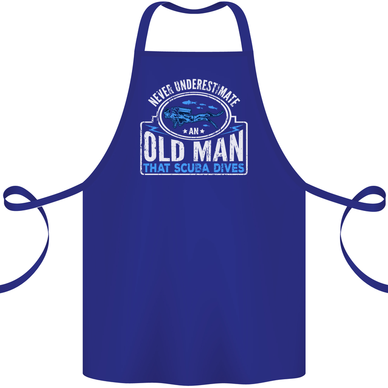 An Old Man That Scuba Dives Diver Diving Cotton Apron 100% Organic Royal Blue