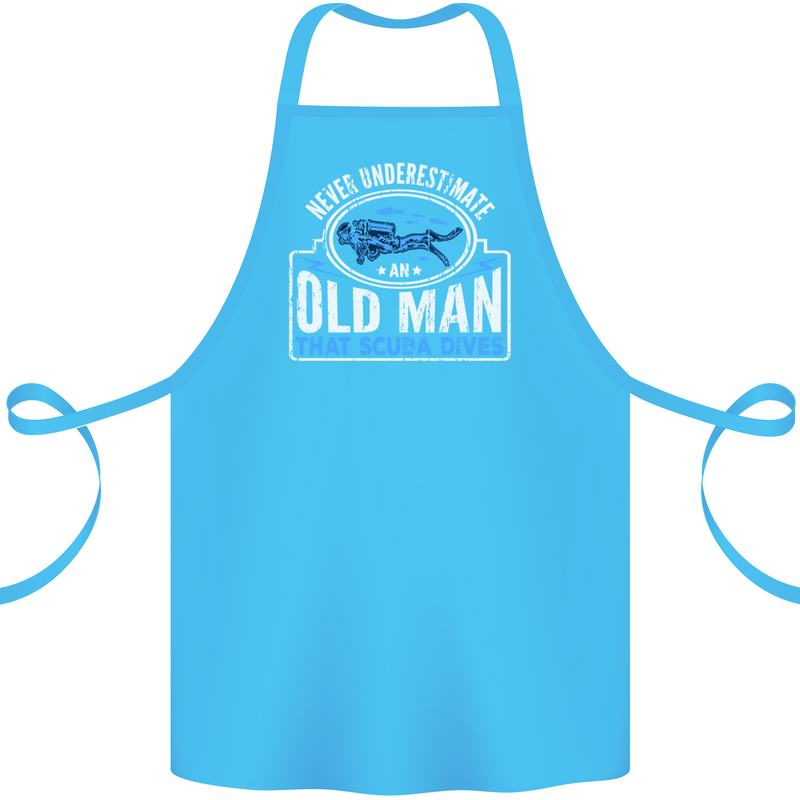 An Old Man That Scuba Dives Diver Diving Cotton Apron 100% Organic Turquoise