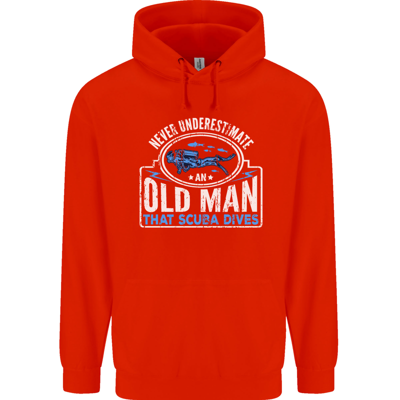An Old Man That Scuba Dives Diver Diving Mens 80% Cotton Hoodie Bright Red