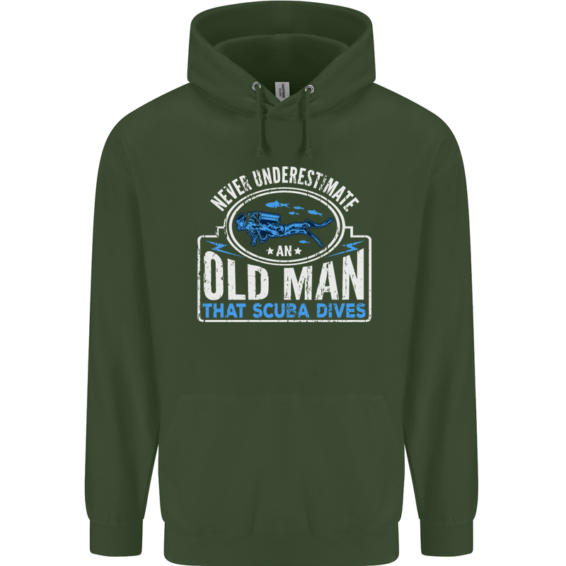 An Old Man That Scuba Dives Diver Diving Mens 80% Cotton Hoodie Forest Green