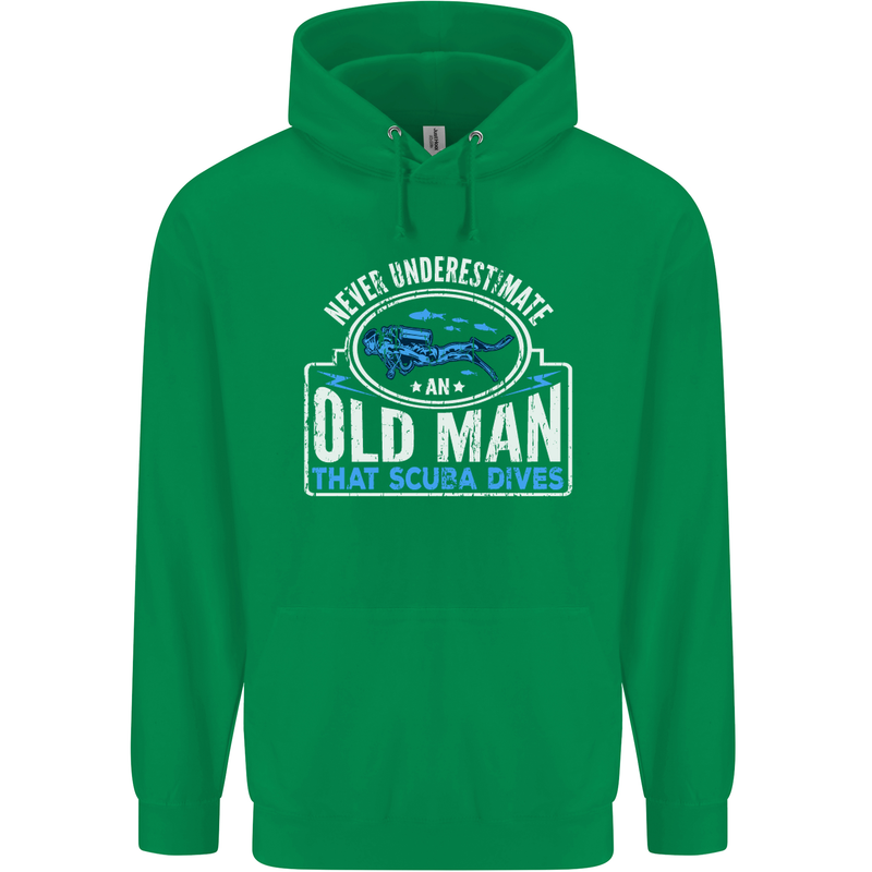 An Old Man That Scuba Dives Diver Diving Mens 80% Cotton Hoodie Irish Green
