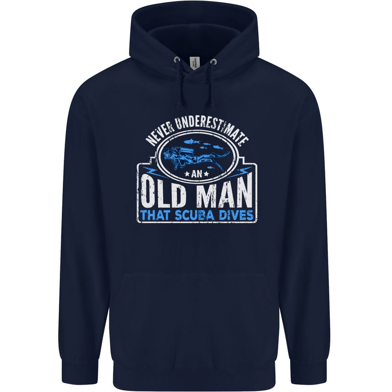 An Old Man That Scuba Dives Diver Diving Mens 80% Cotton Hoodie Navy Blue