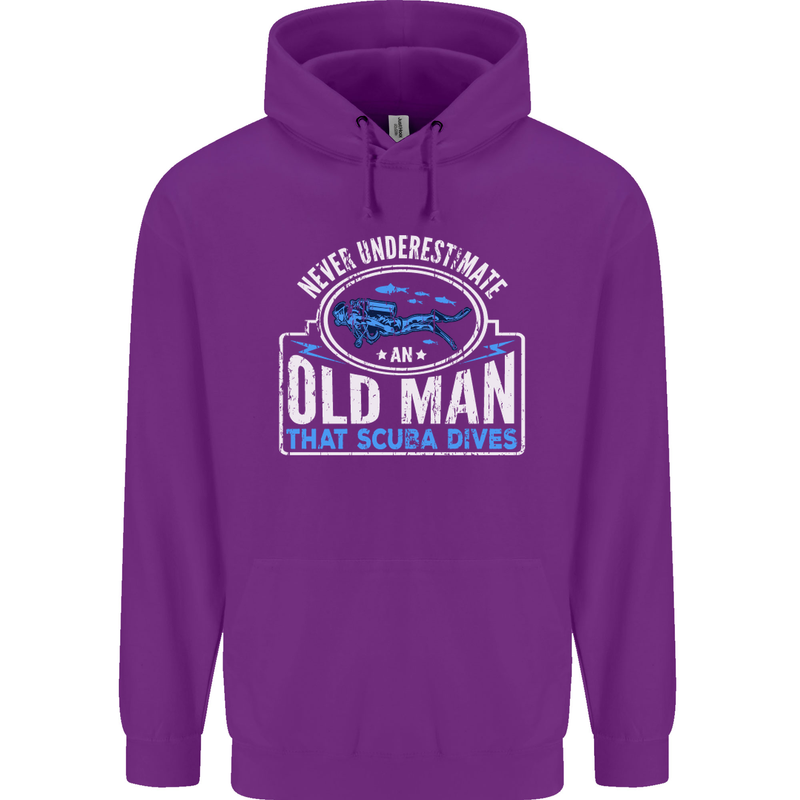 An Old Man That Scuba Dives Diver Diving Mens 80% Cotton Hoodie Purple