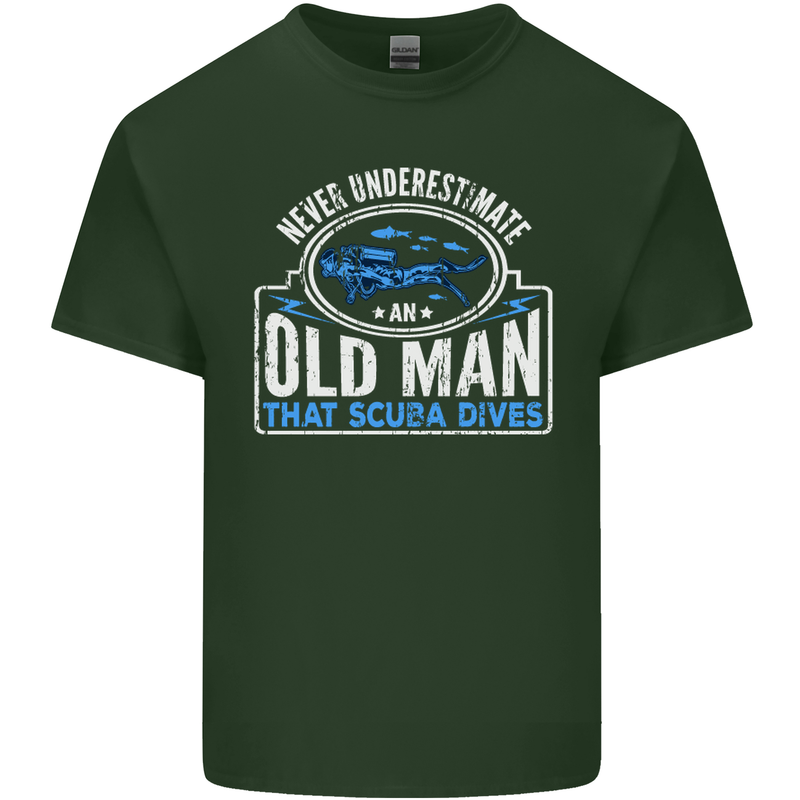 An Old Man That Scuba Dives Diver Diving Mens Cotton T-Shirt Tee Top Forest Green