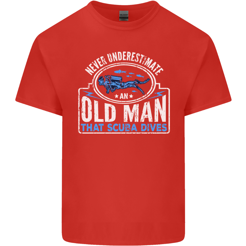 An Old Man That Scuba Dives Diver Diving Mens Cotton T-Shirt Tee Top Red