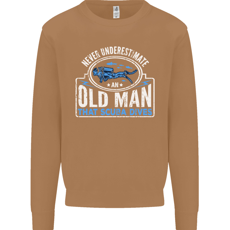 An Old Man That Scuba Dives Diver Diving Mens Sweatshirt Jumper Caramel Latte