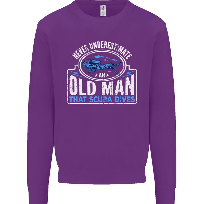 An Old Man That Scuba Dives Diver Diving Mens Sweatshirt Jumper Purple