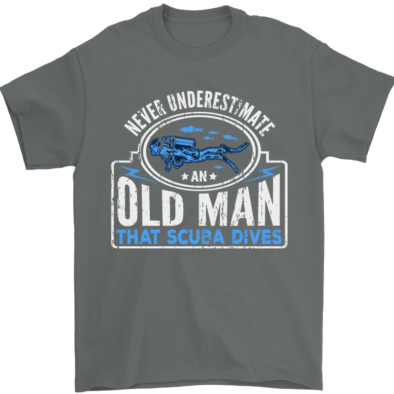 An Old Man That Scuba Dives Diver Diving Mens T-Shirt Cotton Gildan Charcoal